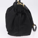 PRADA Tote Bag Nylon 2way Black Gold Tone Auth ki6955V-5