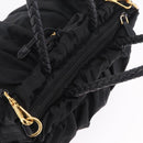 PRADA Tote Bag Nylon 2way Black Gold Tone Auth ki6955V-6