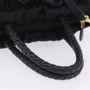 PRADA Tote Bag Nylon 2way Black Gold Tone Auth ki6955V-7