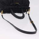 PRADA Tote Bag Nylon 2way Black Gold Tone Auth ki6955V-9