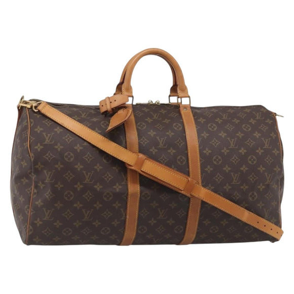 LOUIS VUITTON Monogram Keepall Bandouliere 55 Boston Bag M41414 LV Auth ki6956V
