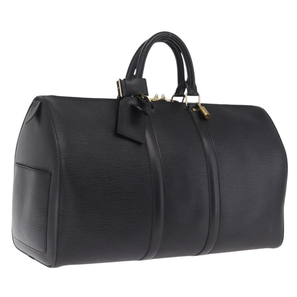 LOUIS VUITTON Epi Keepall 45 Boston Bag Noir M42972 LV Auth ki6957V