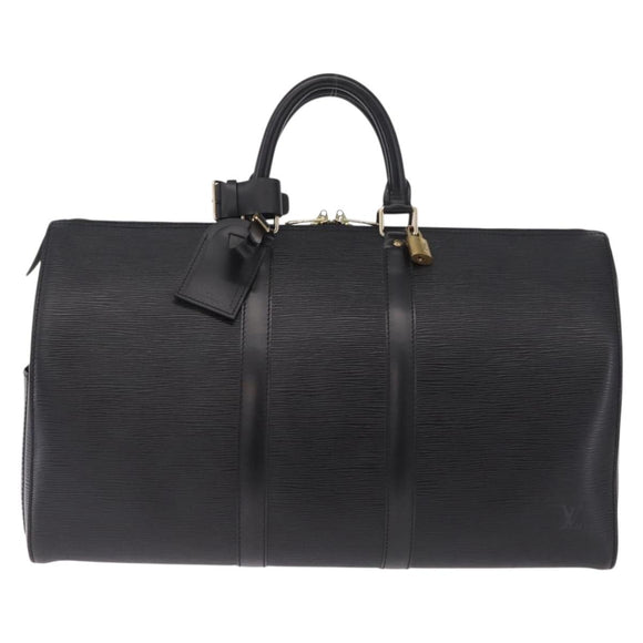 LOUIS VUITTON Epi Keepall 45 Boston Bag Noir M42972 LV Auth ki6957V