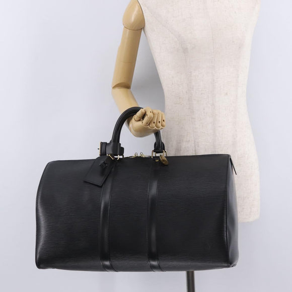LOUIS VUITTON Epi Keepall 45 Boston Bag Noir M42972 LV Auth ki6957V