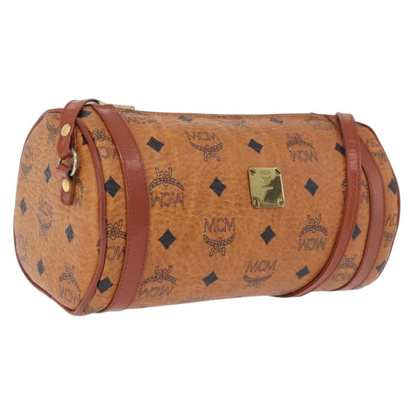 MCM Vicetos Shoulder Bag PVC Leather Brown Gold Tone Auth ki6959