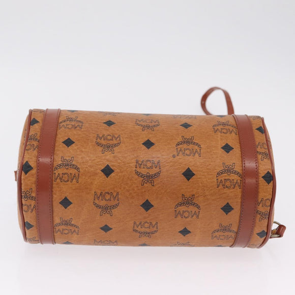 MCM Vicetos Shoulder Bag PVC Leather Brown Gold Tone Auth ki6959