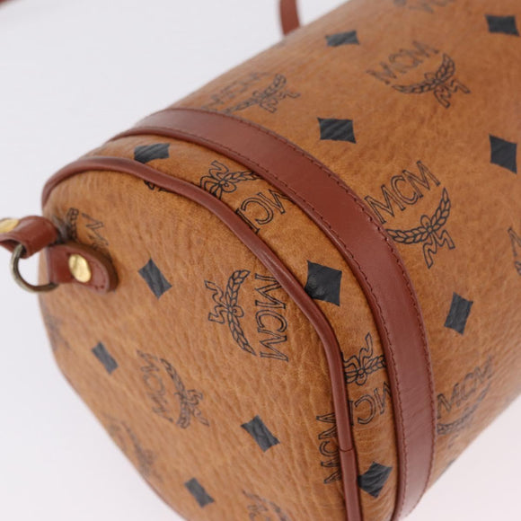MCM Vicetos Shoulder Bag PVC Leather Brown Gold Tone Auth ki6959