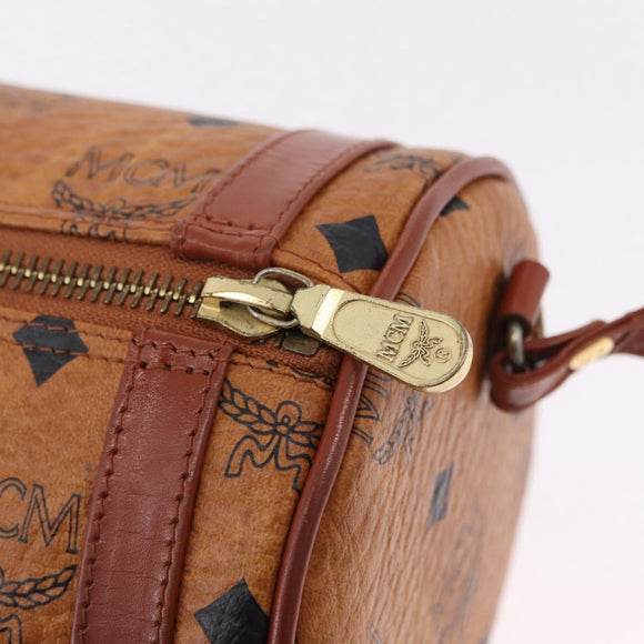 MCM Vicetos Shoulder Bag PVC Leather Brown Gold Tone Auth ki6959