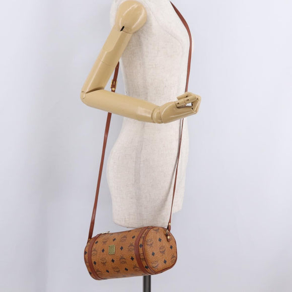 MCM Vicetos Shoulder Bag PVC Leather Brown Gold Tone Auth ki6959