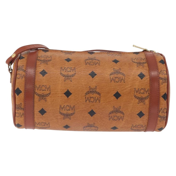 MCM Vicetos Shoulder Bag PVC Leather Brown Gold Tone Auth ki6959