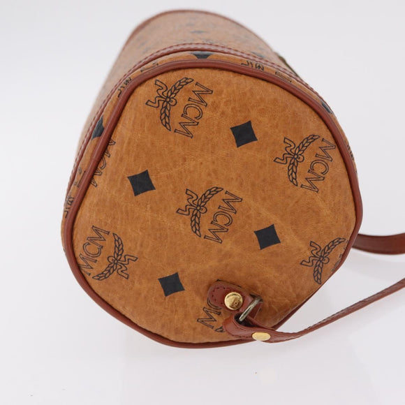 MCM Vicetos Shoulder Bag PVC Leather Brown Gold Tone Auth ki6959
