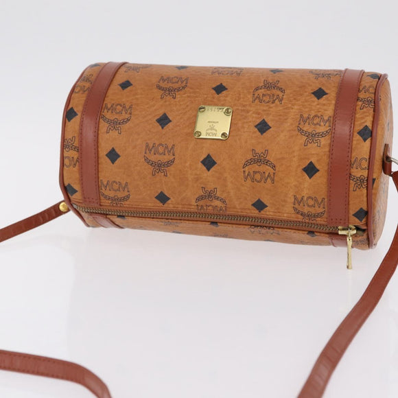 MCM Vicetos Shoulder Bag PVC Leather Brown Gold Tone Auth ki6959