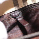 BURBERRY Nova Check Hand Bag PVC Leather Beige Silver Auth ki6960A-24