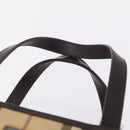 BURBERRY Nova Check Hand Bag PVC Leather Beige Silver Auth ki6960A-8