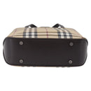 BURBERRY Nova Check Hand Bag PVC Leather Beige Silver Auth ki6960A-9