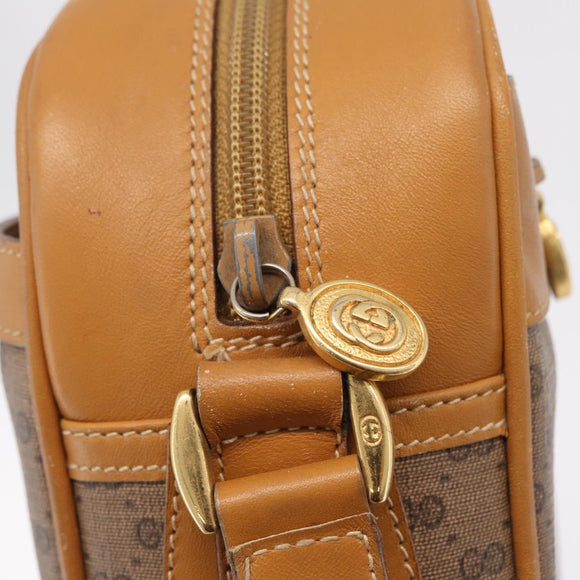 GUCCI Micro GG Shoulder Bag PVC Beige Gold Tone 001 113 0942 Auth ki6963