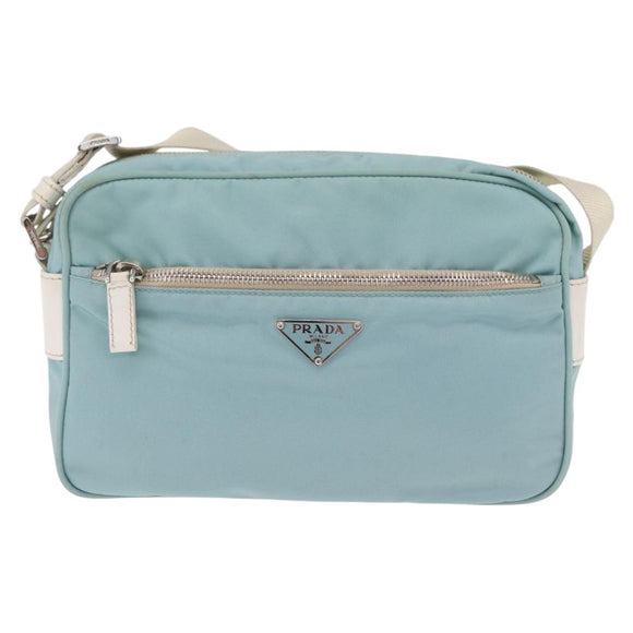 PRADA Shoulder Bag Nylon Light Blue Silver Auth ki6964A