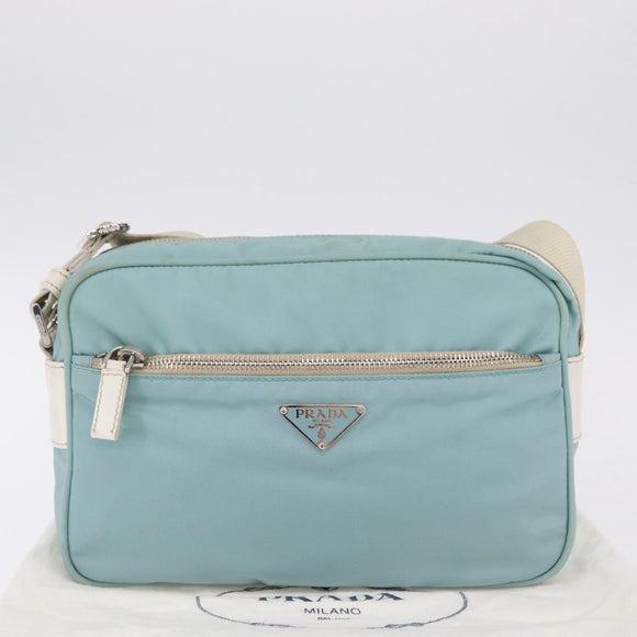 PRADA Shoulder Bag Nylon Light Blue Silver Auth ki6964A