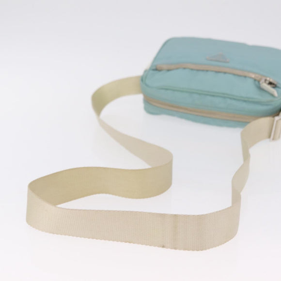 PRADA Shoulder Bag Nylon Light Blue Silver Auth ki6964A