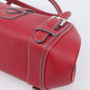 LOEWE Sender Hand Bag Leather Red Silver Auth ki6966M-13