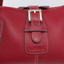 LOEWE Sender Hand Bag Leather Red Silver Auth ki6966M-15