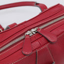 LOEWE Sender Hand Bag Leather Red Silver Auth ki6966M-16