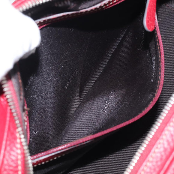 LOEWE Sender Hand Bag Leather Red Silver Auth ki6966M