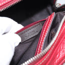 LOEWE Sender Hand Bag Leather Red Silver Auth ki6966M-23