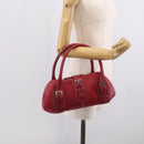 LOEWE Sender Hand Bag Leather Red Silver Auth ki6966M-26