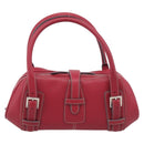 LOEWE Sender Hand Bag Leather Red Silver Auth ki6966M-3