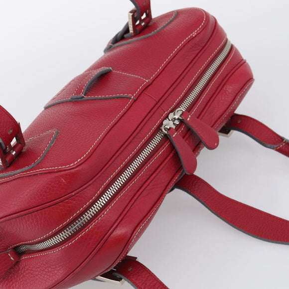 LOEWE Sender Hand Bag Leather Red Silver Auth ki6966M