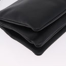 CELINE Trio Large Shoulder Bag Leather Black Gold Auth ki6971M-10