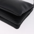 CELINE Trio Large Shoulder Bag Leather Black Gold Auth ki6971M-11