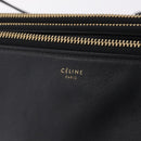CELINE Trio Large Shoulder Bag Leather Black Gold Auth ki6971M-14