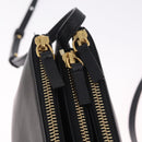 CELINE Trio Large Shoulder Bag Leather Black Gold Auth ki6971M-15