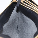 CELINE Trio Large Shoulder Bag Leather Black Gold Auth ki6971M-18