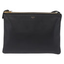 CELINE Trio Large Shoulder Bag Leather Black Gold Auth ki6971M-2