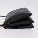 CELINE Trio Large Shoulder Bag Leather Black Gold Auth ki6971M-5