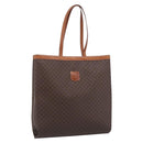 CELINE Macadam Canvas Tote Bag PVC Leather Brown Gold Auth ki6972A-1