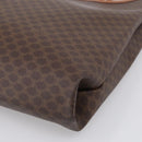 CELINE Macadam Canvas Tote Bag PVC Leather Brown Gold Auth ki6972A-10