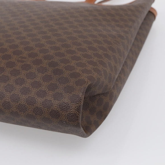 CELINE Macadam Canvas Tote Bag PVC Leather Brown Gold Auth ki6972A
