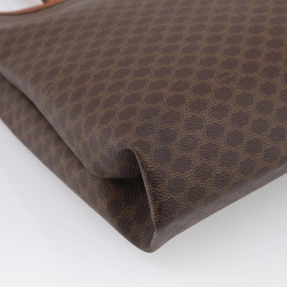 CELINE Macadam Canvas Tote Bag PVC Leather Brown Gold Auth ki6972A