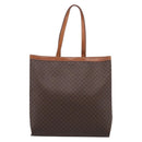 CELINE Macadam Canvas Tote Bag PVC Leather Brown Gold Auth ki6972A-3