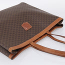 CELINE Macadam Canvas Tote Bag PVC Leather Brown Gold Auth ki6972A-6