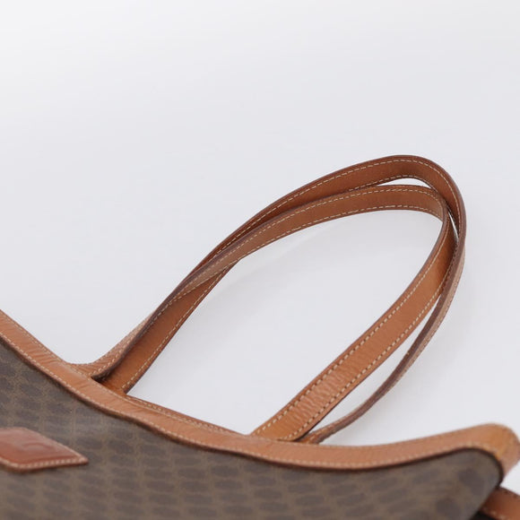 CELINE Macadam Canvas Tote Bag PVC Leather Brown Gold Auth ki6972A