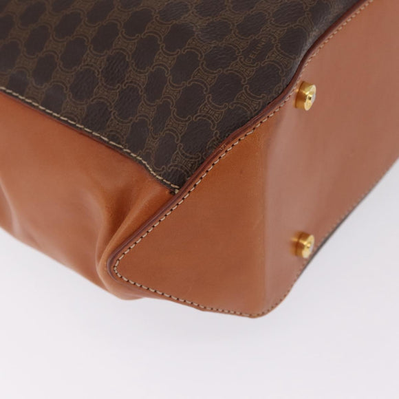 CELINE Macadam Canvas Hand Bag PVC Leather Brown Gold Auth ki6973V