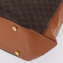 CELINE Macadam Canvas Hand Bag PVC Leather Brown Gold Auth ki6973V-12