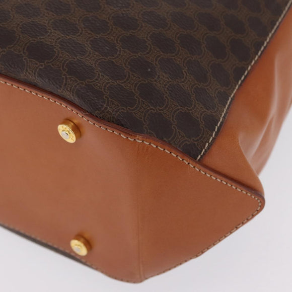 CELINE Macadam Canvas Hand Bag PVC Leather Brown Gold Auth ki6973V
