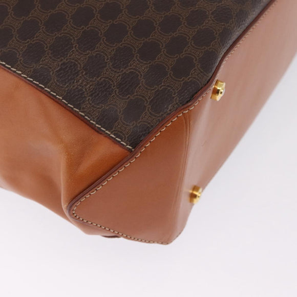 CELINE Macadam Canvas Hand Bag PVC Leather Brown Gold Auth ki6973V