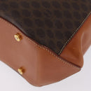 CELINE Macadam Canvas Hand Bag PVC Leather Brown Gold Auth ki6973V-14